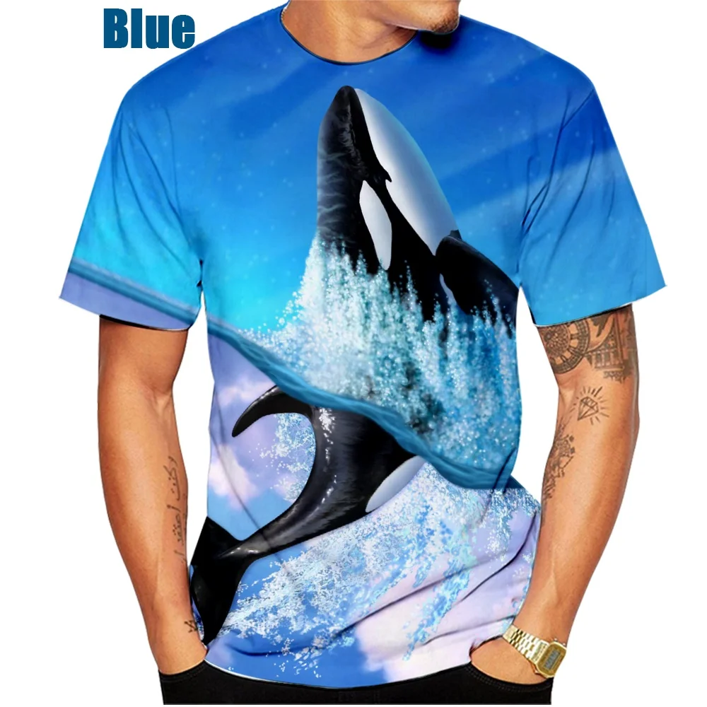 New Fashion Marine Animal Whale Cartoon 3D Printed T-shirt Men and Women Summer Casual Short Sleeve Round Neck Shirt Top