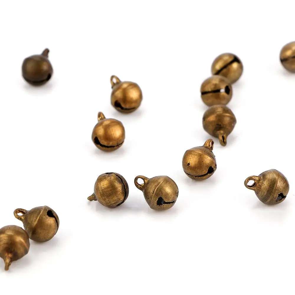 100Pcs 6/8mm Jingle Bell Bronze Loose Beads Christmas Tree Home DIY Crafts Decoration Accessories