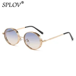 New Fashion Oval Sunglasses Men Women Punk Cool Gradient Shades Retro Metal Driving Sun Glasses Ins Favor Sweet Eyewear UV400