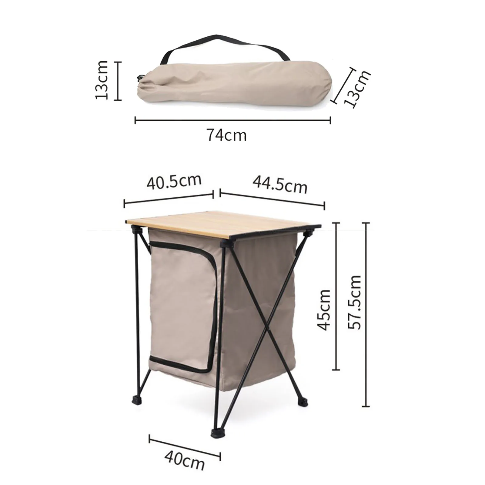 Foldable Camping Cabinet Outdoor Cupboard Accessories with Carry Bag Organizer 2 Tier Storage Cabinet for Camping BBQ Beach