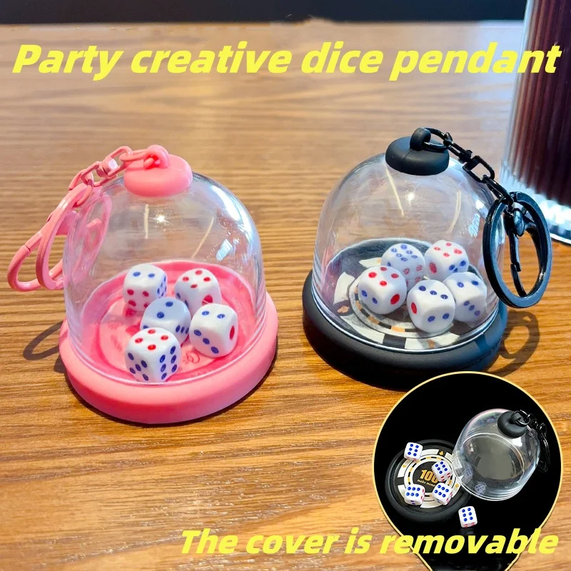 Hot Selling Items Trendy Bar Board Game Dice Keychain With Base Gift Cute Fun Toy Keychain