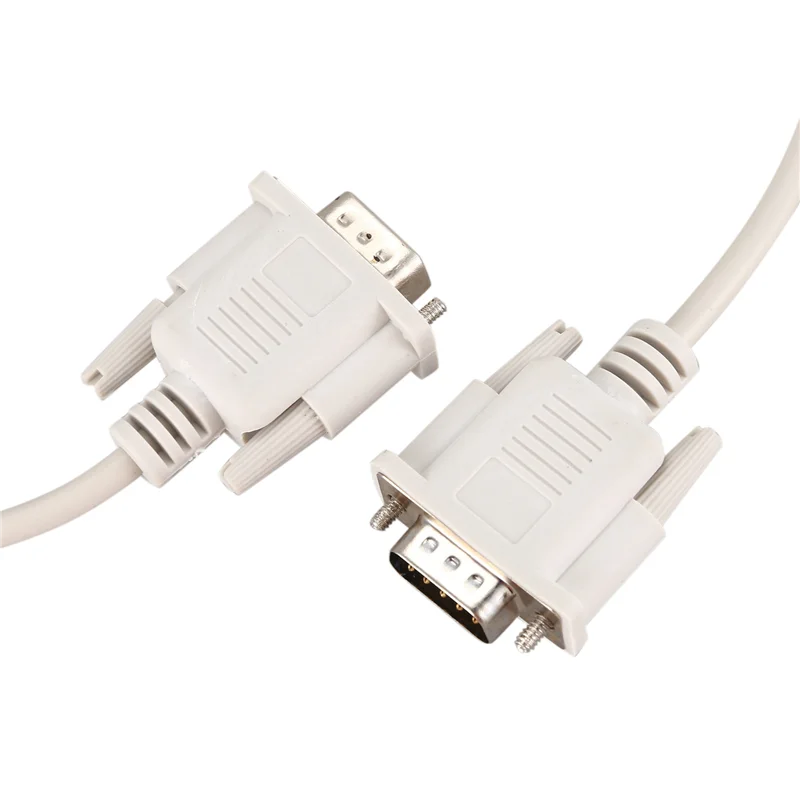 

5Pcs 1.4M RS232 DB9 9 Pin Male To VGA Video 15 Pin Male Adapter Cable Light Gray