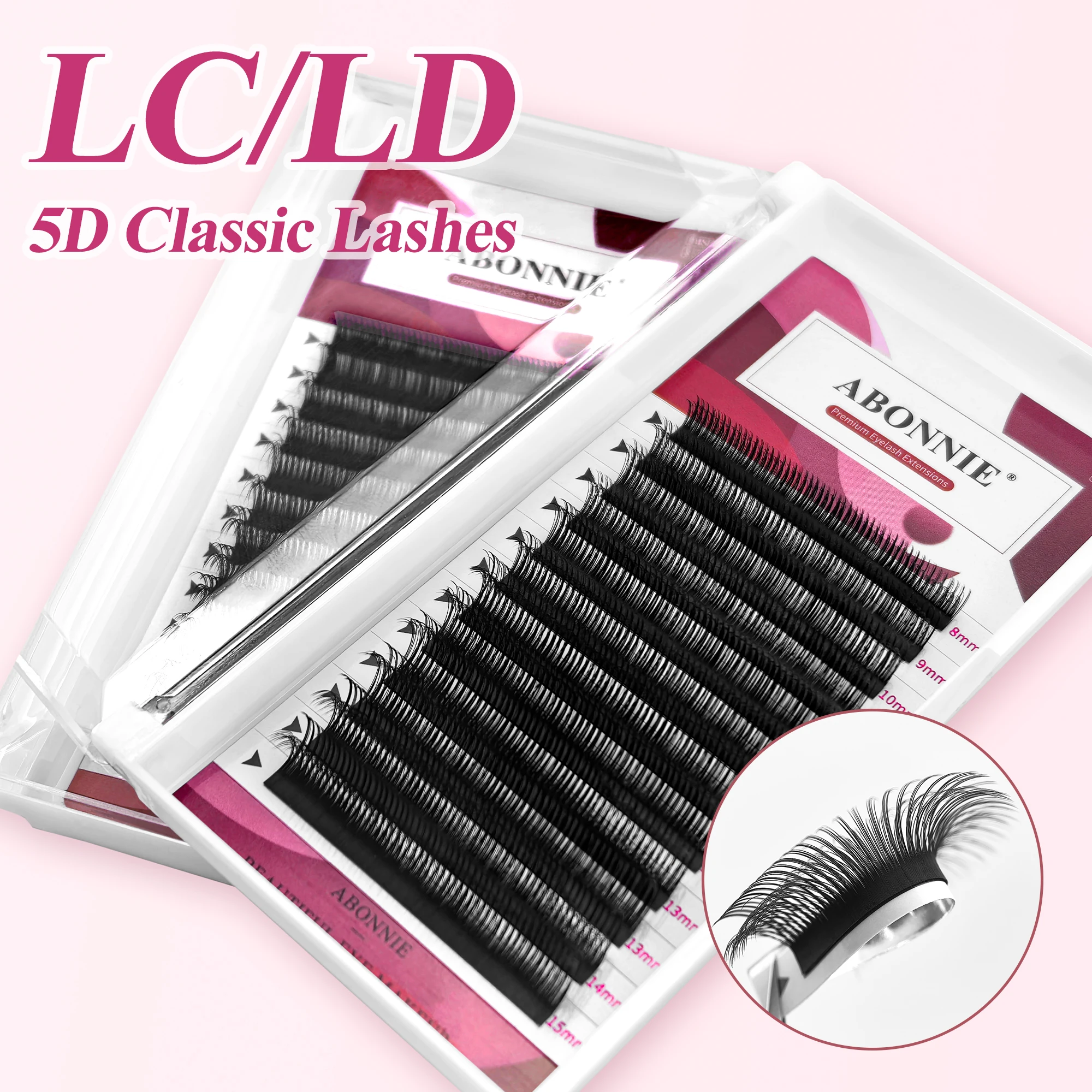 ABONNIE 5D Individual Eyelash Extensions LC/LD Fluffy Cashmere Matte False Eyelashes Extensions Soft Natural Handmade Lashes