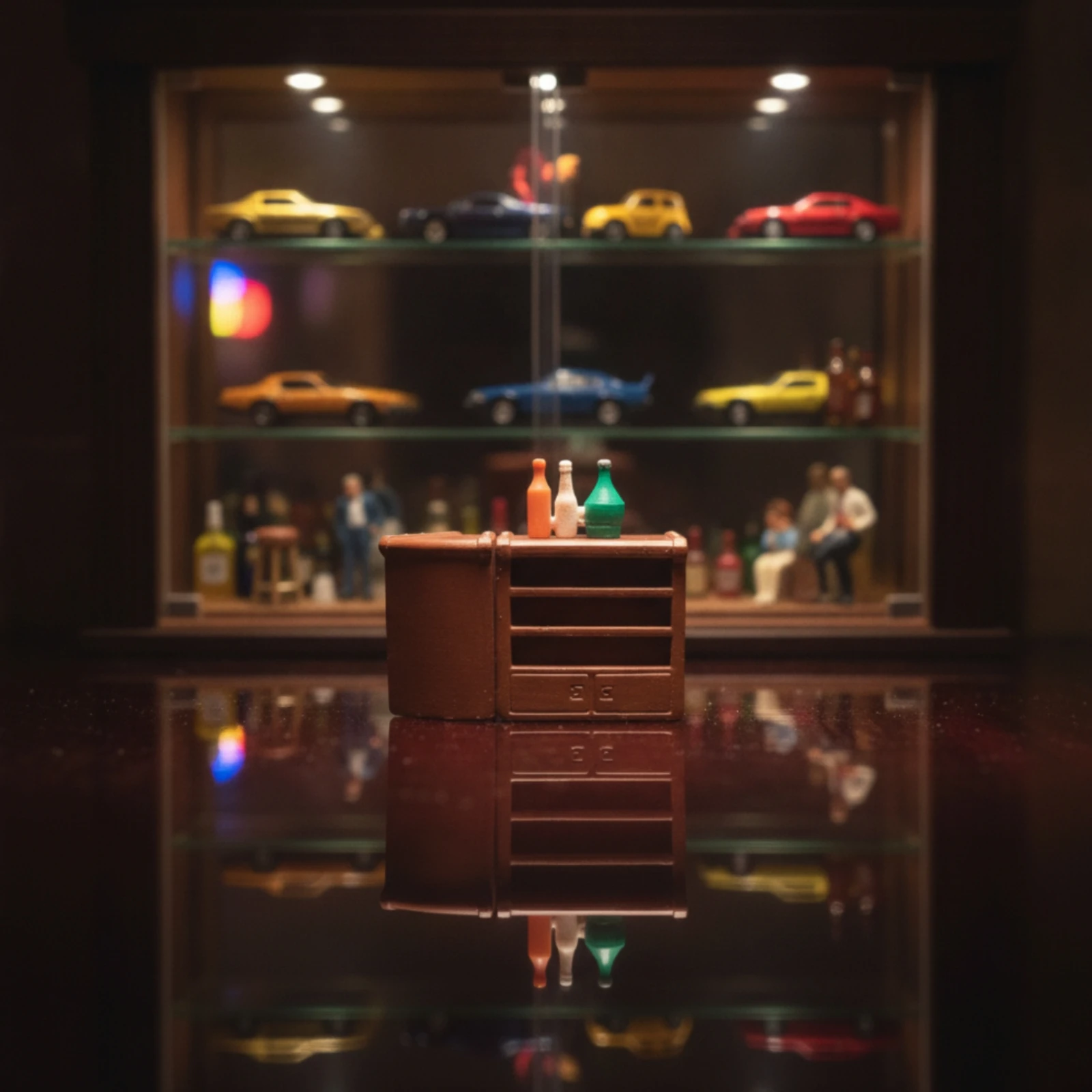 Miniature Bar Counter Realistic Bar Counter with Bottles Dollhouse Pub Set Detailed Diorama Furniture Compact for Collectors view 2