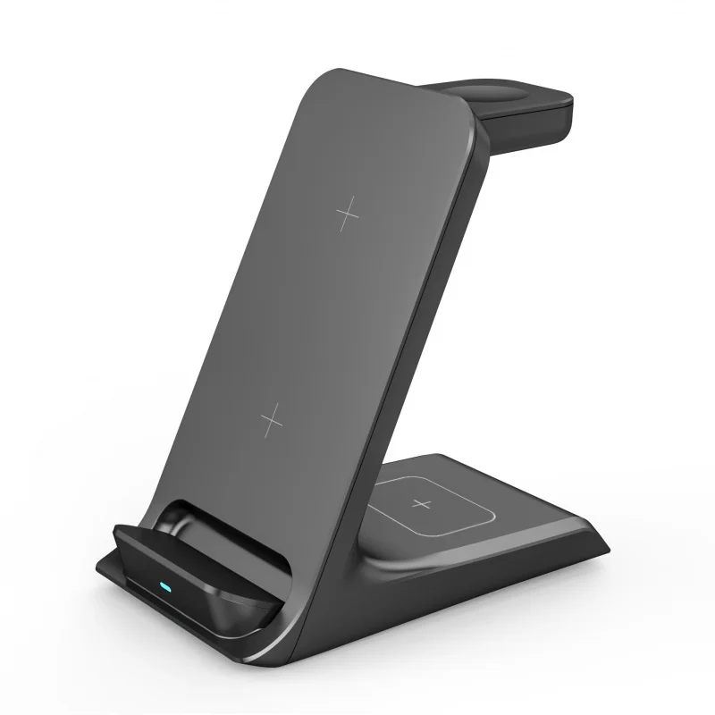 Blue-Border Vertical Three-in-One Wireless Desktop phone holderQiCertification Wireless