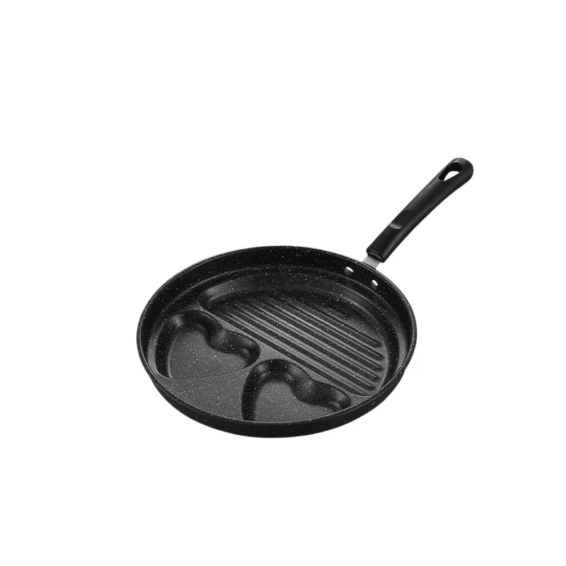 4 Section Non-Stick Egg Frying Pan Maifan Stone Burger Omelette Pan Compatible with All Stovetops for Fast Breakfast