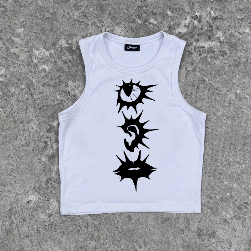 

Европейский и американский стиль, японская летняя мужская майка без рукавов с буквенным узором, панк-принт, трендовый стиль, хип-хоп, Харадзюку