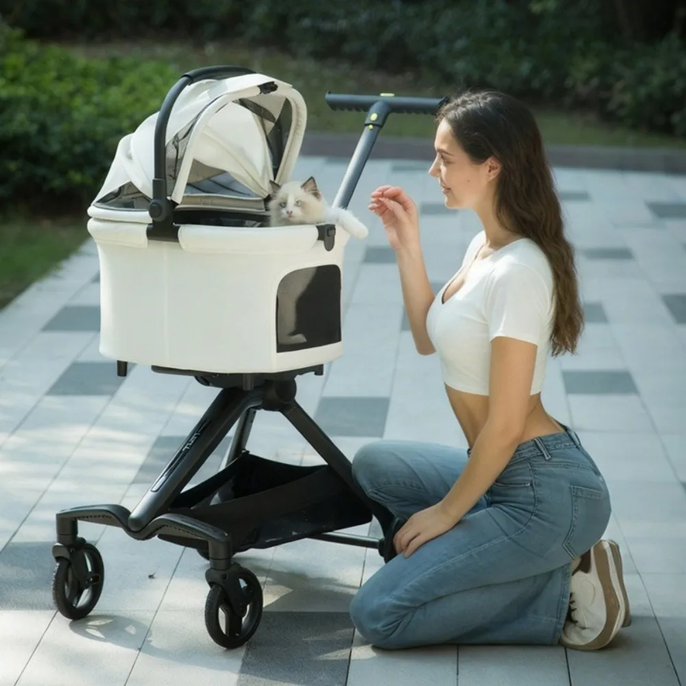Portable Dog Stroller Detachable Design Folding Dog Car Seat Conveyors and Strollers Shock-absorbing Dogs Accessories