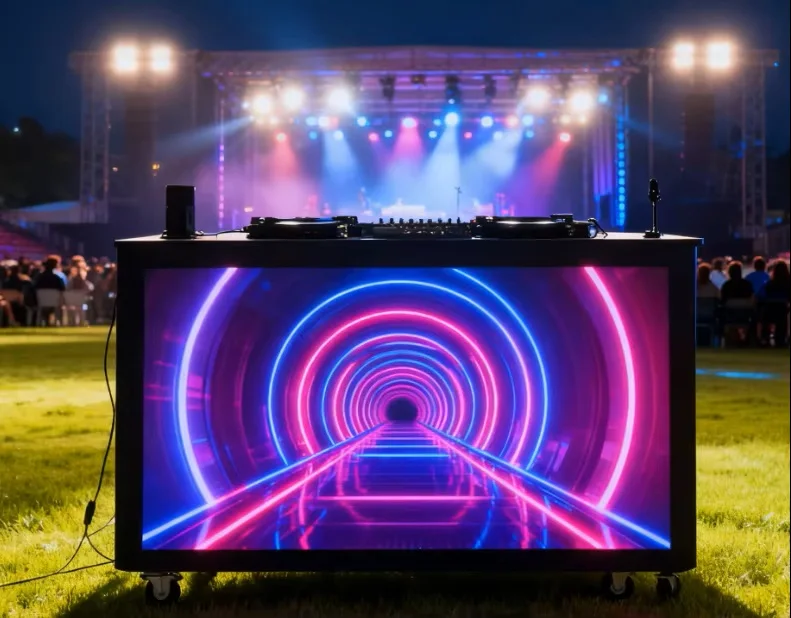 6-Foldable LED DJ Booth Display for Bar, Interactive LED Screen for Nightclub Stage Event