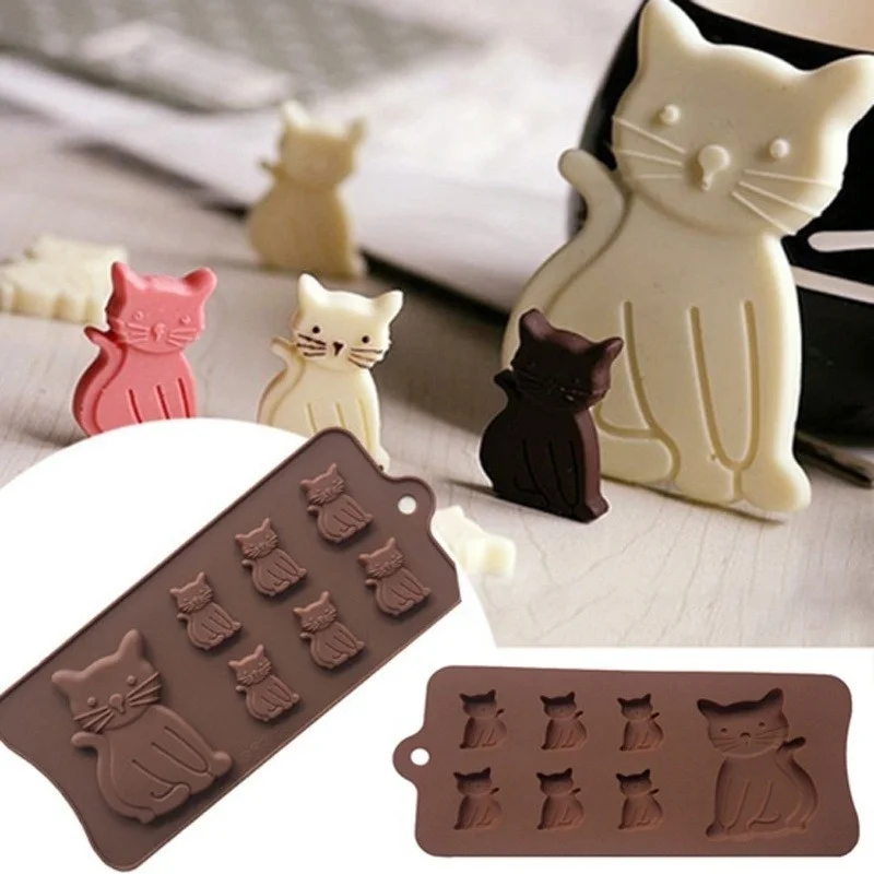 1 szt. Forma do ciasta kota silikonowa 3D kotek herbatniki kremówka ręcznie robione narzędzia do pieczenia glina żywiczna forma do cukierków czekoladowych