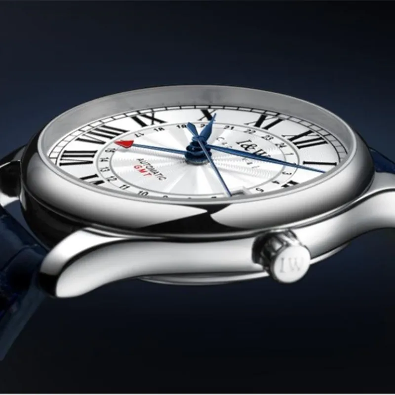 CARNIVAL Brand Mechanical Mens Watches Luxury NH34 Movement GMT Automatic Business WristWatches Waterproof for Men Reloj Hombre