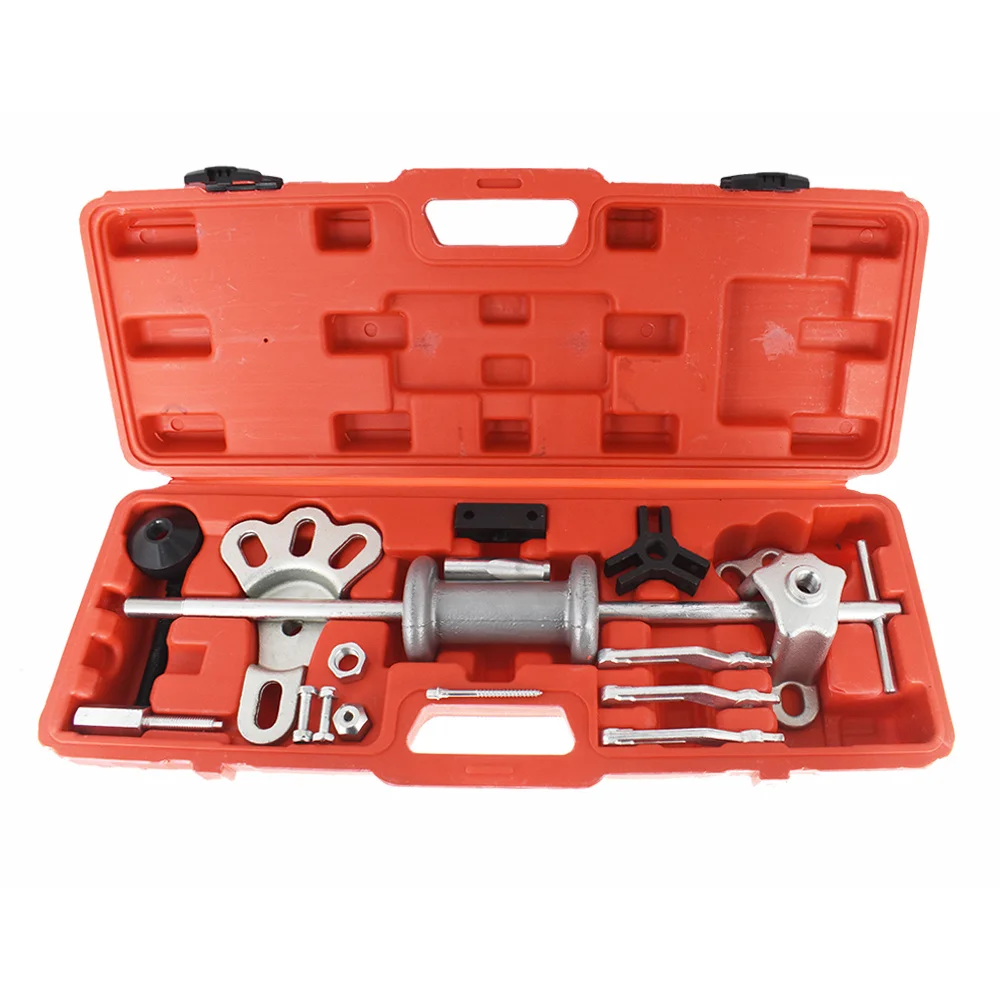 

For pulling flanged rear axles and most front-wheel drive hubs Slide Hammer Slot Puller Tool Kit Wrench Adapters