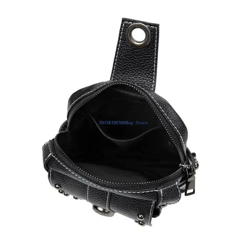 

63HC Fashion Steampunk Shoulder Bag Cellphone Bag Crossbody Bag Motorcycle Waist Bag for Women Girl Underarm Bag Satchel Bag