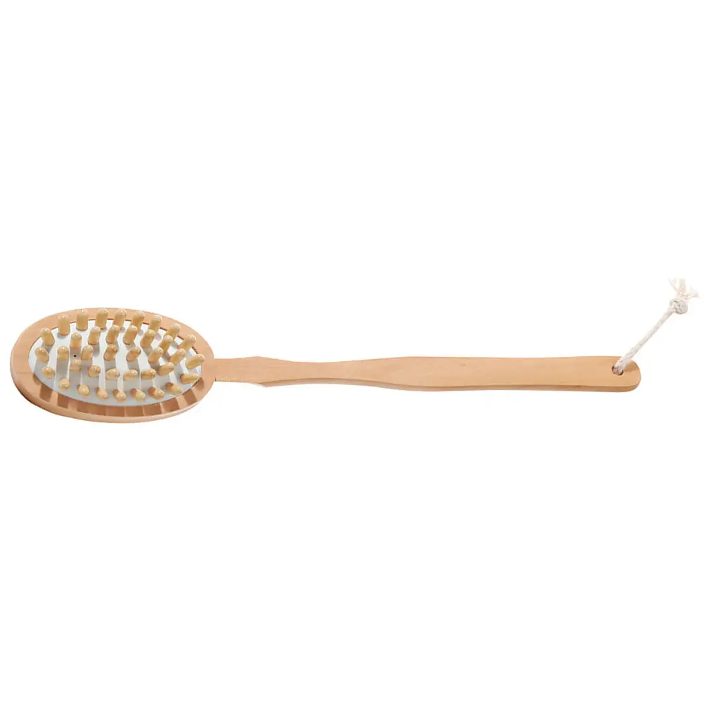 

Natural Wood Bath Brush Long Handle Back Scrubber Body Exfoliating Brush for Deep Clean Skin Hanging Lanyard Body