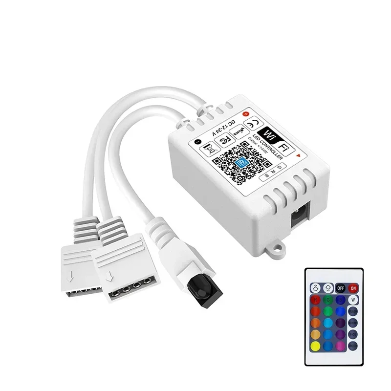 LED Smart WiFi Controller 4Pin Output with 24-Key Remote Work with Alexa/Google Assistant for SMD 5050 2835 RGB LED Strip Lights