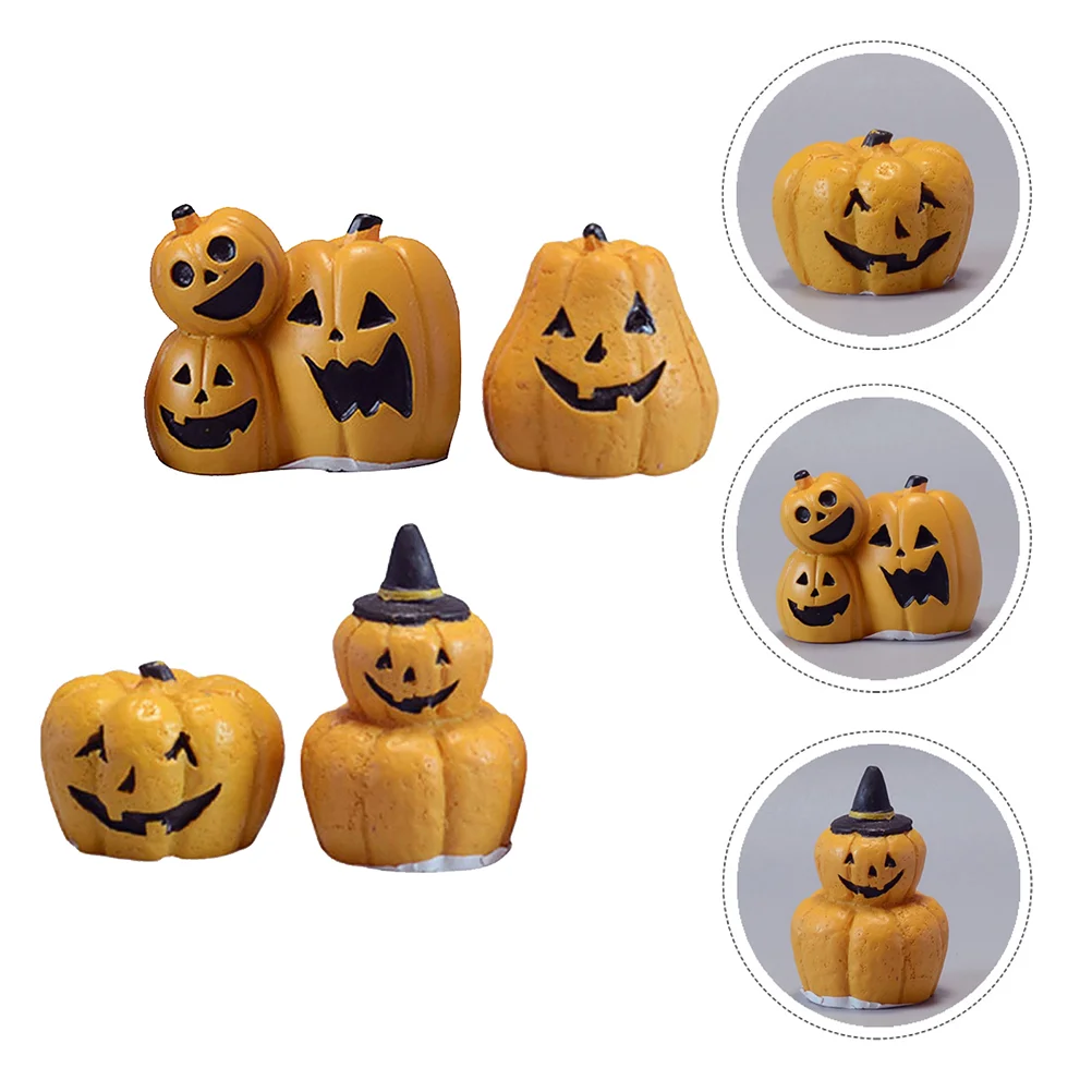 4 Pcs Halloween Ornaments Outdoor Pumpkin Statue Decor Mini Figurine Table Adornments Resin Creative Crafts Accessories