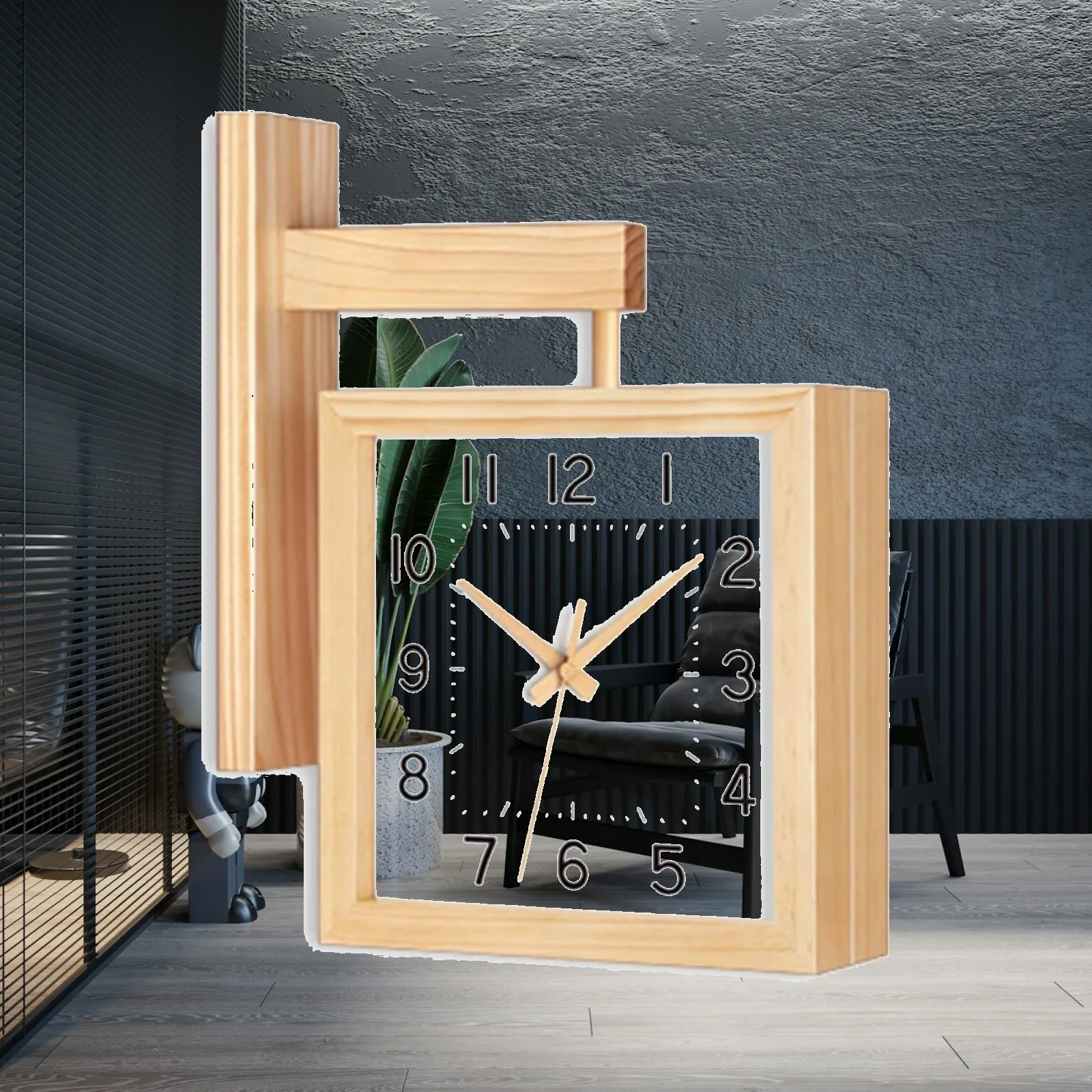 double-sided-wall-clock-noiseless-mechanism-two-faced-hanging-clock-creative