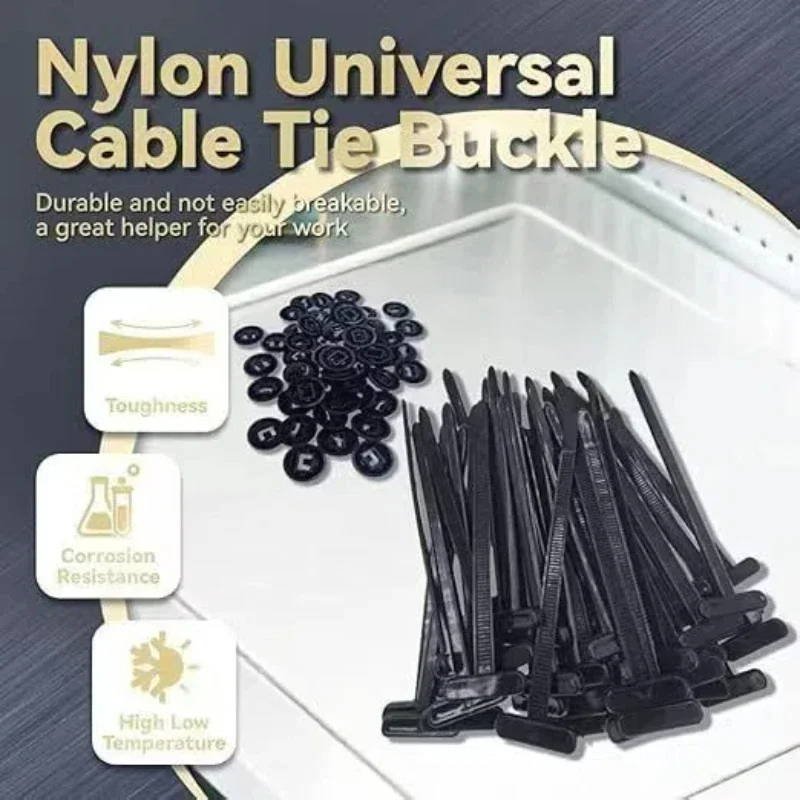 

Self-locking Nylon Universal Cable Tie Buckle Heavy Duty Zip Ties with Pin & Button Car Daily Repair Fastening Strap