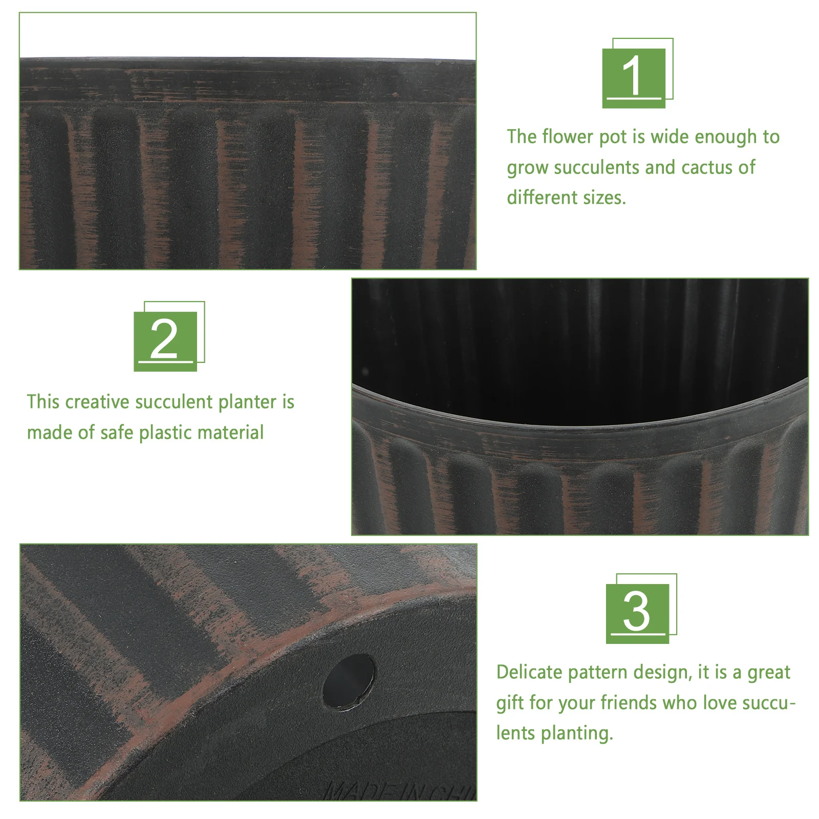 

2Sets Retro Decorative Plastic Flowerpots for Succulents Small Plants Indoor Outdoor Garden Balcony Home Decoration