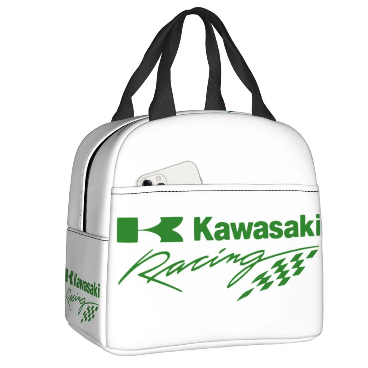 Custom Motorcycle Sport Racing Kawasakies Lunch Bag Men Women Warm Cooler Insulated Lunch Box for Kids School