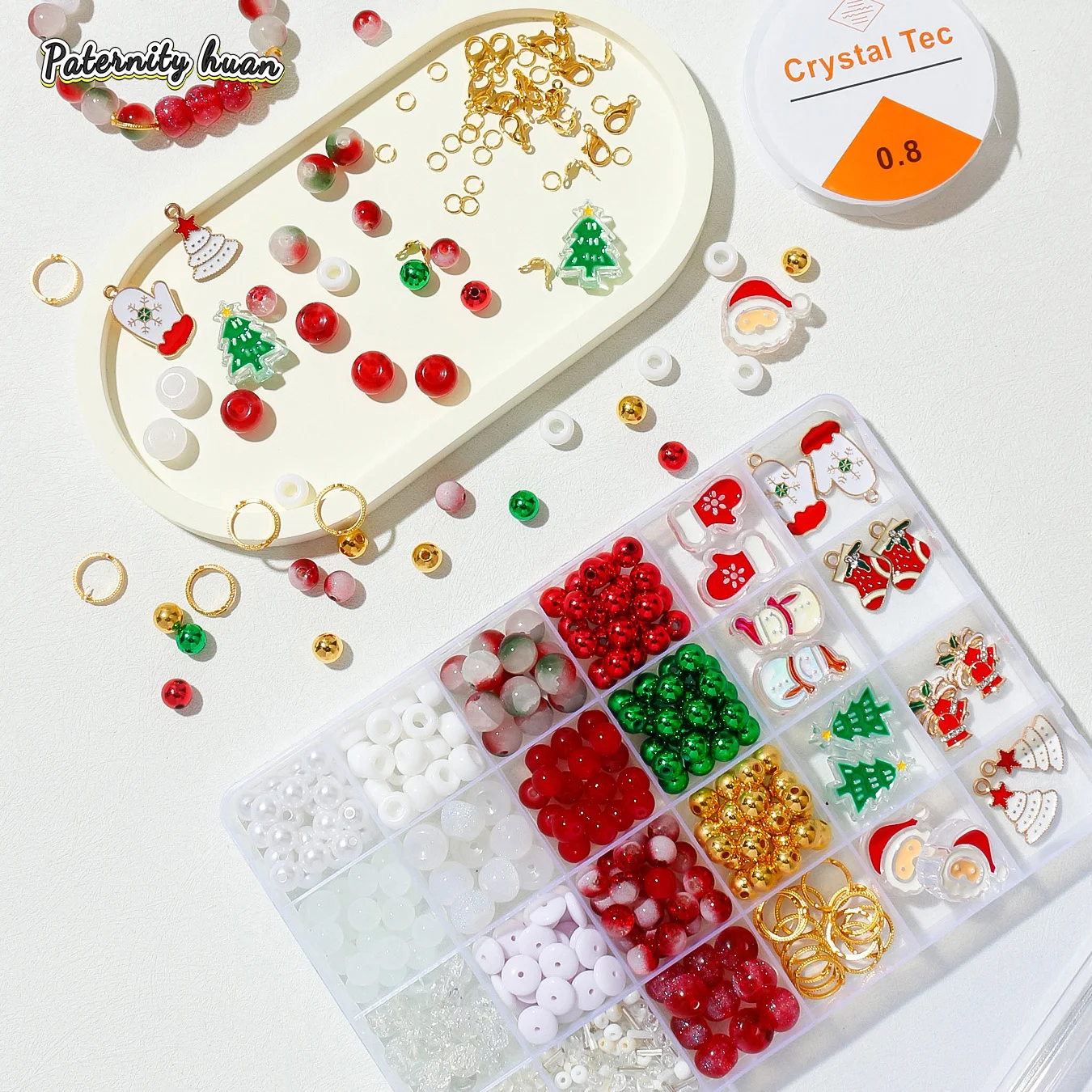 1 Set/Bag 24 Grid Box Christmas Series Beads Loose Beads For DIY Handmade Earrings Bracelet Jewelry Making