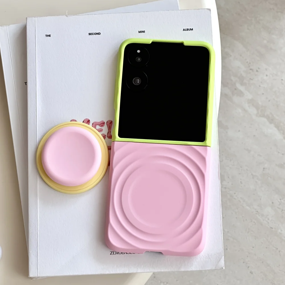 

For Xiaomi Mix Flip and Mix Flip 2 Case Magsafe Ripple Pattern Contrast Color Block Foldable Matte Anti-Slip Grip Cover