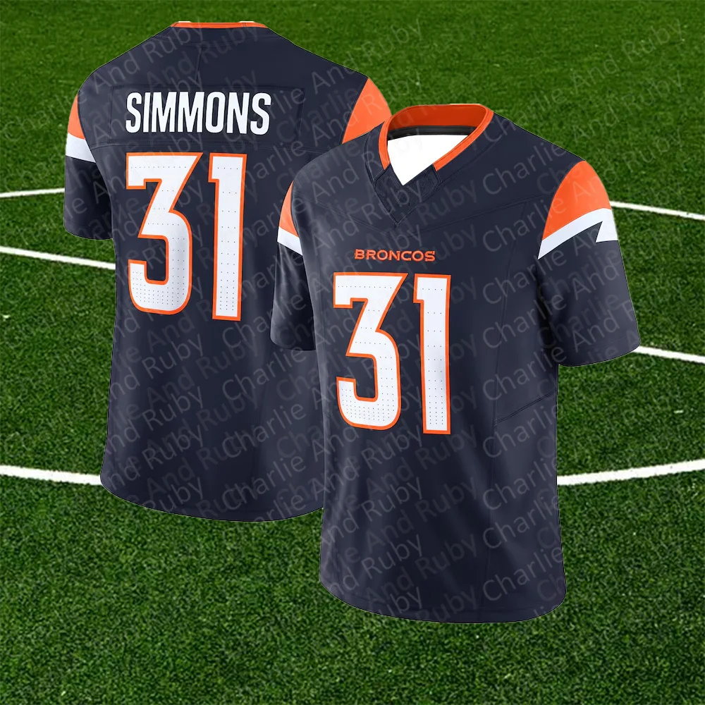 Jersey No.2/31/33 Patrick Surtain II Justin Simmons Javonte Williams Denver Broncos Jersey Trend Fashion Retro Art Clothing Top