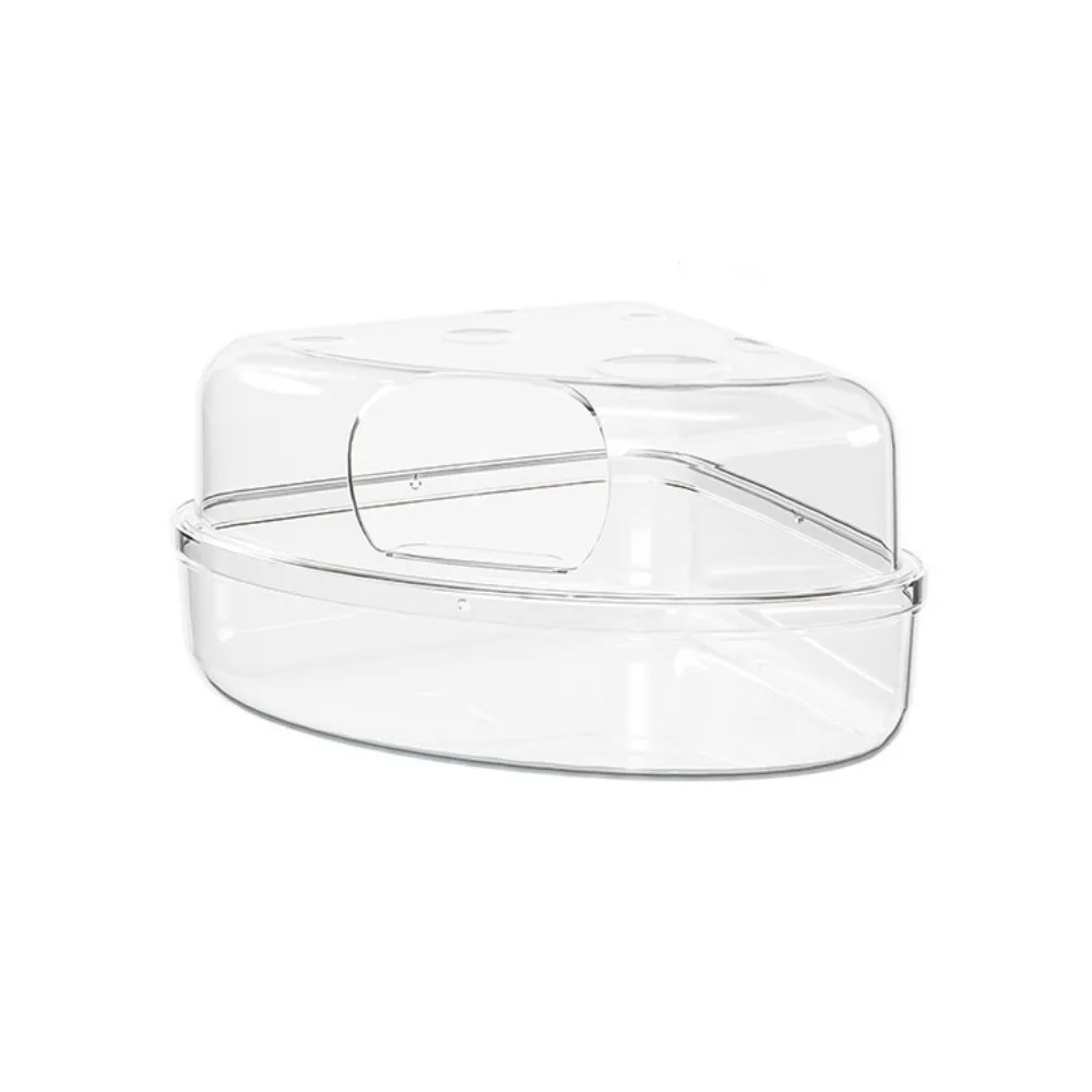 

Transparent Hamster Sand Bath Box Anti-spill Escape-Proof Pet Bath Container Detachable Cheese Shape Hamster Toilet Cage Room