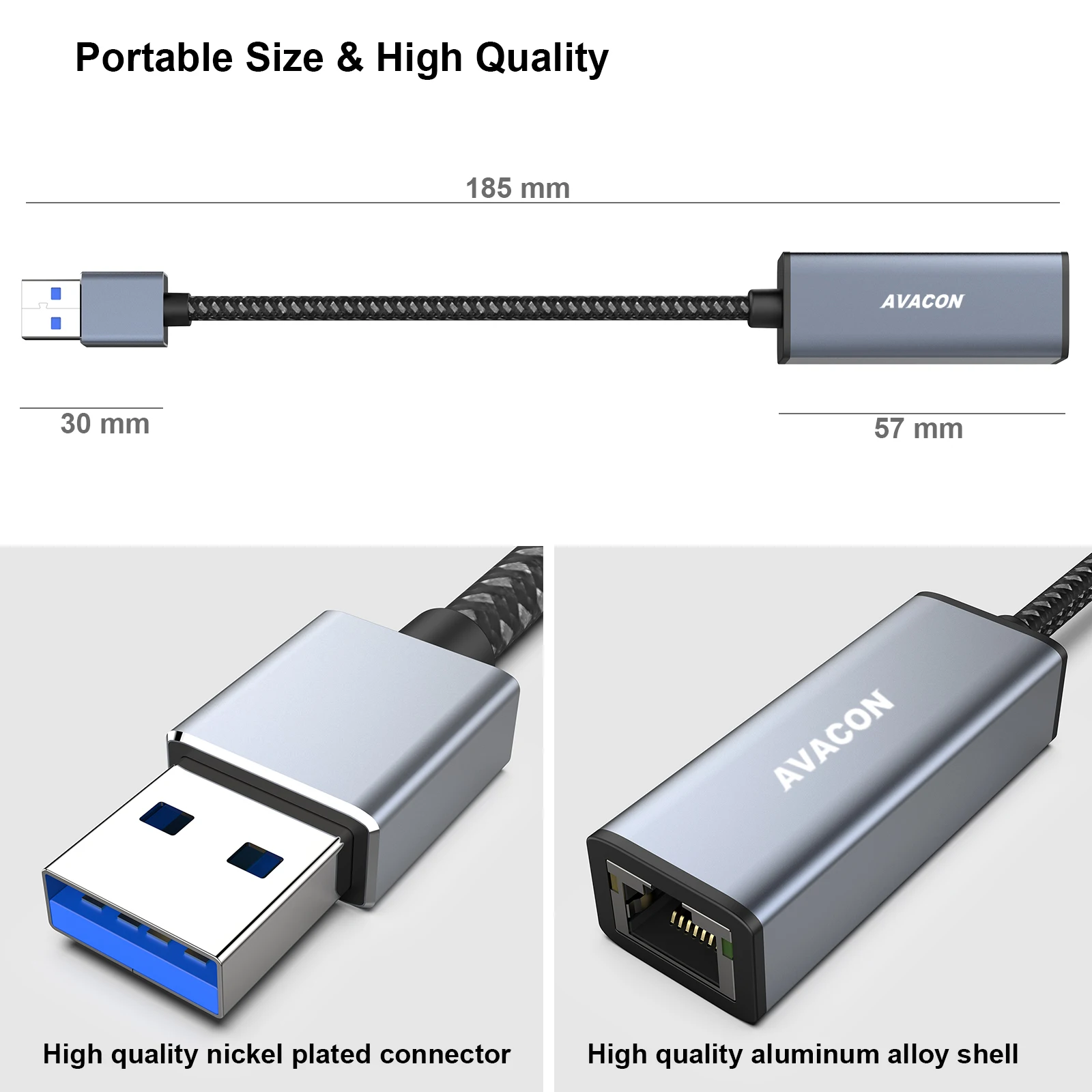 AVACON Ethernet Adapter, USB 3.0 to RJ45 1000Mbps Gigabit LAN Adapter Compatible for MacBook, Surface Pro, PC, Vista, Mac