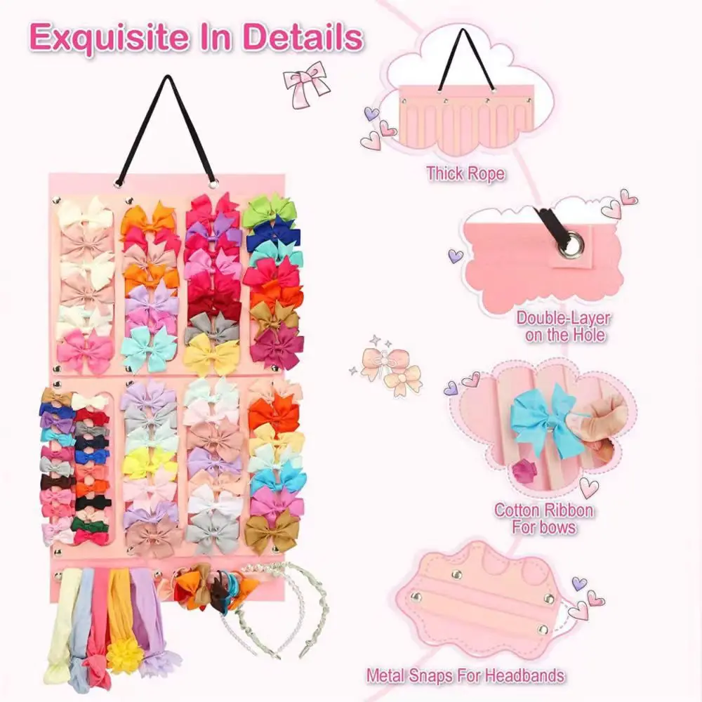 

Multi-Pocket Felt Storage Bag Wall Hanging Organizer for Hair Bows, Clips, Glasses, Necklaces - Girls & Women Room Decor