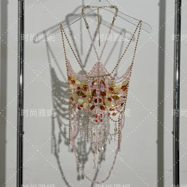 New Acrylic Beaded Neck Hanging Hundred With Corset Openwork Gemstone Sexy Ombre Beads Mermaid Bustier Bra Bra Jewelry