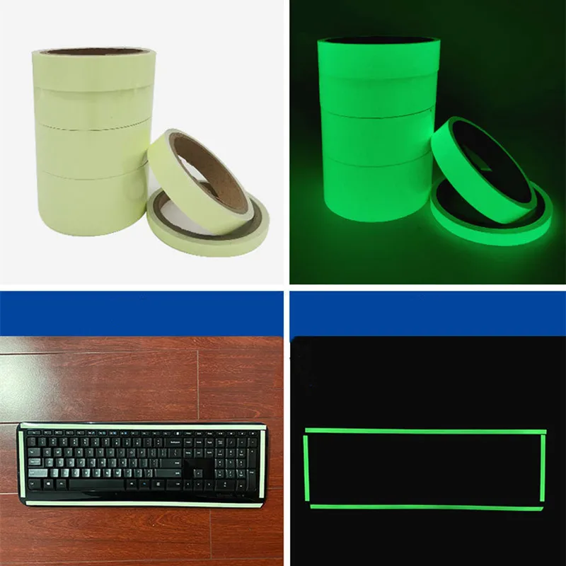 3M Fluorescent Stickers Tape Green Luminous Tape Staircase Fire Warning Glow in the Dark Can Be Cut Night Light Strip Wall