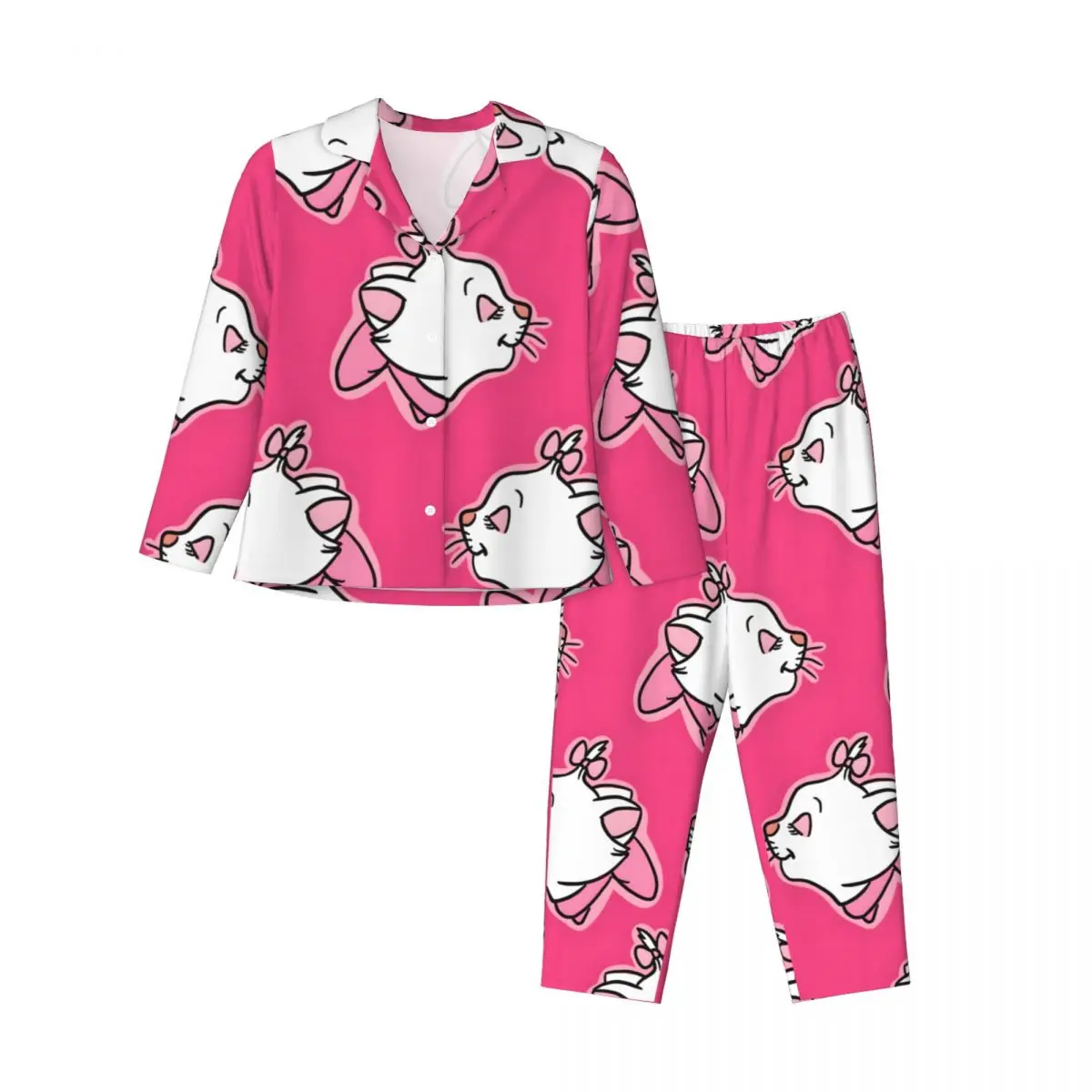 M-arie Conjunto de pijamas femininos com botões, 2 peças, pijama feminino, roupa de dormir