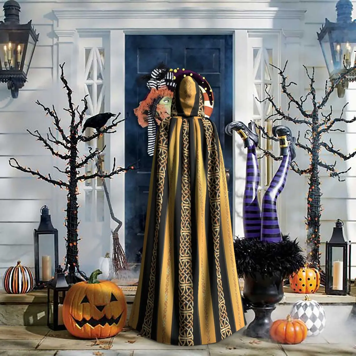 เสื้อคลุมยาวแบบมีฮู้ดสไตล์นอร์ส ไวกิ้ง เซลติก สำหรับคอสเพลย์ ชุดแม่มด ยุคกลาง ฮาโลวีน แวมไพร์ ผู้ใหญ่ ใช้ได้ทั้งชายและหญิง