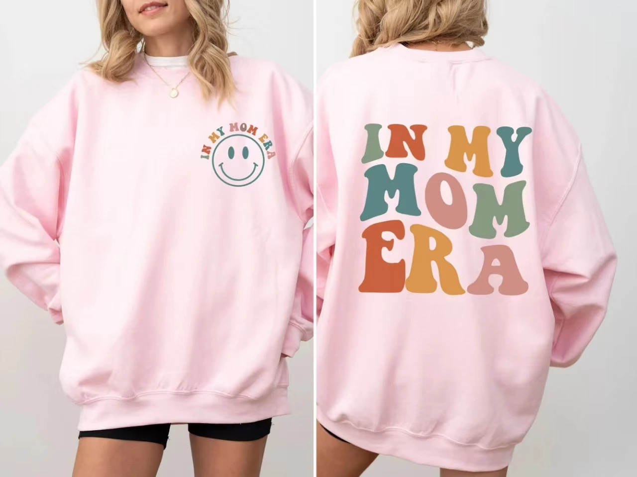 

2024 New Popular Mother's Day Women Sweatshirt in My Mom Era Smiling Face Print Female Sweater Faddish Casual Comfort Girl Tops