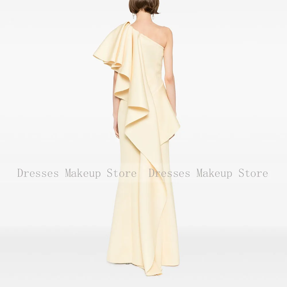 Abiti da sera moderni Abiti da sera a sirena senza maniche con volant monospalla per le donne Abiti da cerimonia per invitati a tromba lunghi fino al pavimento