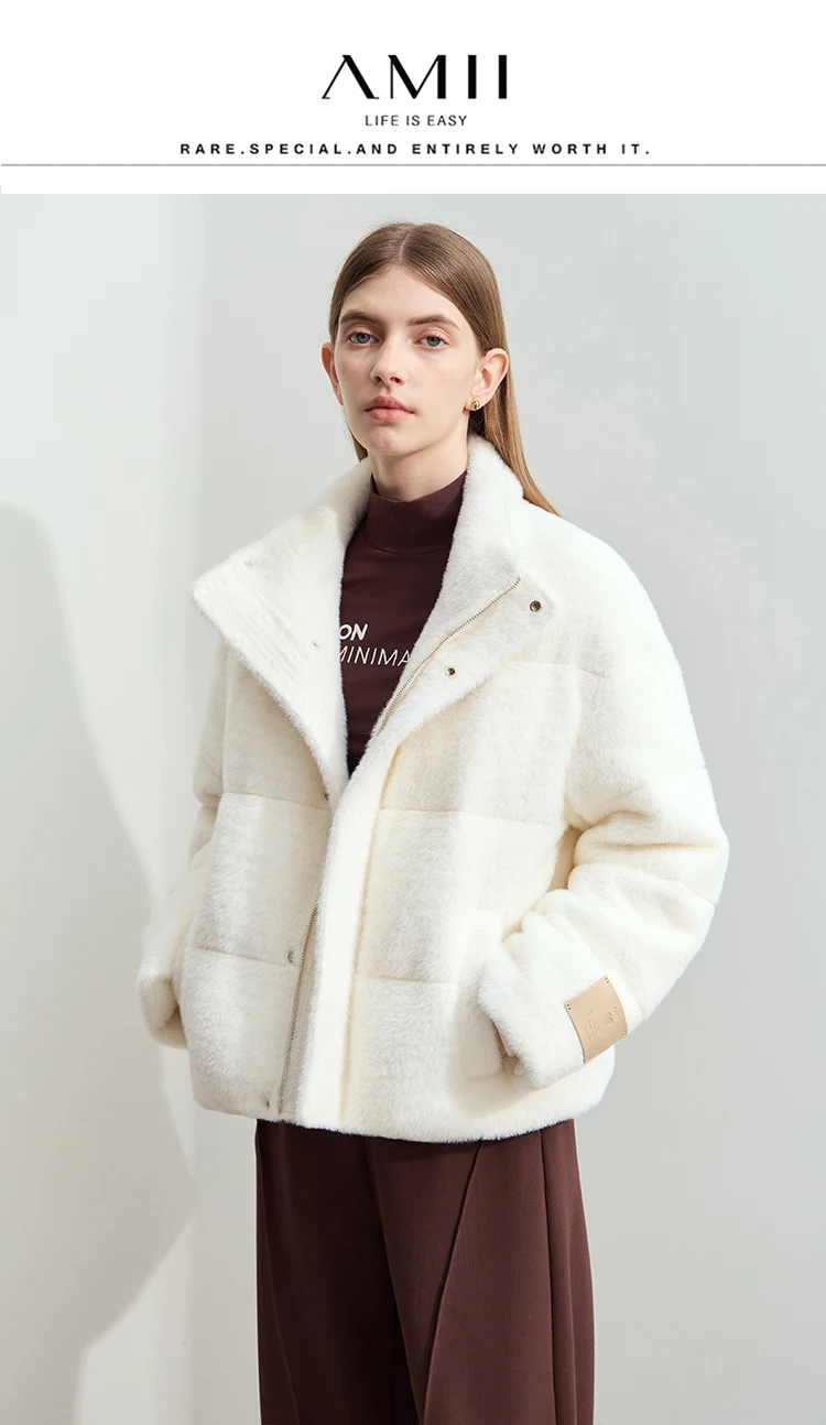AMII Minimalist Down Jacket for Women 2025 Winter New Warm Lower Pile Duck Down Loose Thick Female Commuter Overcoat 12444008