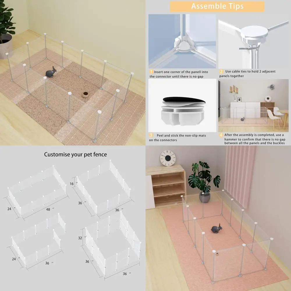 

Регулируемый переносной вольер для мелких животных, 12-панельный манеж для кроликов, морских свинок, хорьков, мышей, хомяков, ежей