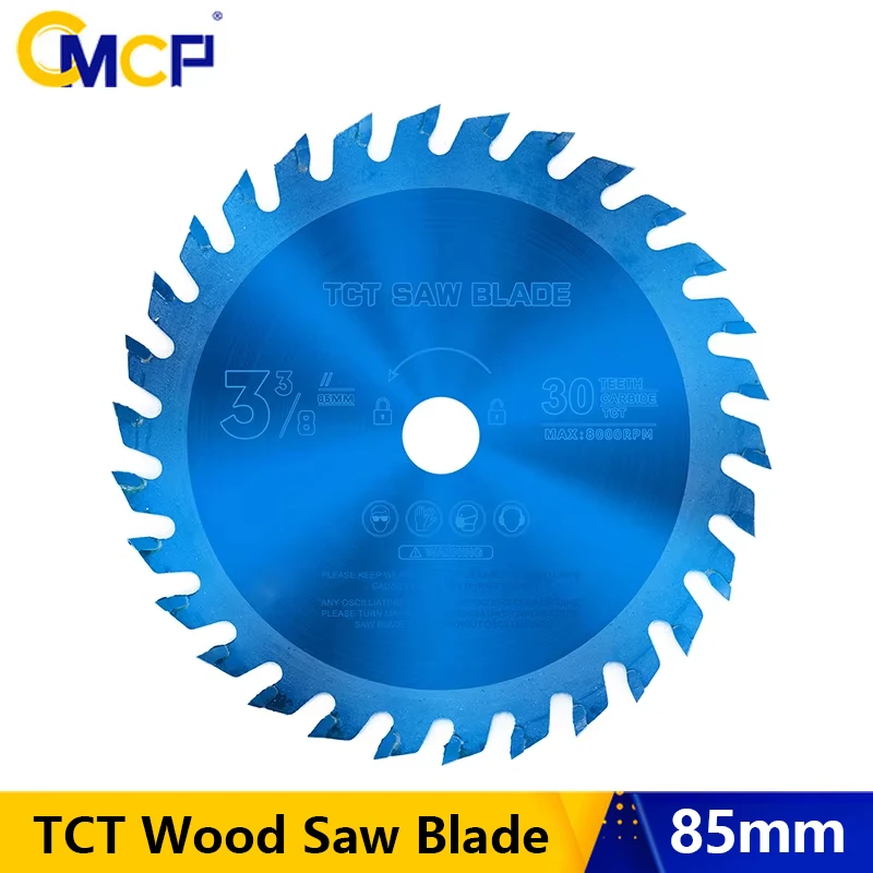CMCP 1 Stück TCT-Kreissägeblatt 85 x 10/15 mm Hartmetall-Sägeblatt 24/30/36 Zähne Holztrennscheibe Nano-blau beschichtet