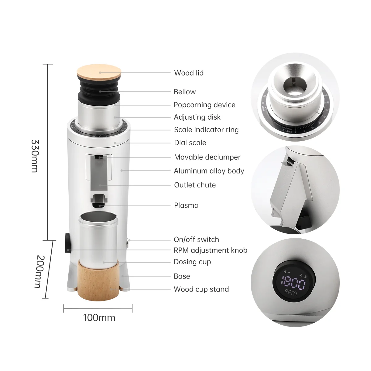 

High Quality DF64V Gen3 Electric Home Use Coffee Grinder 90° Stepless Adjustment 400w 800-1800rpm Adjustable for Espresso&Filter