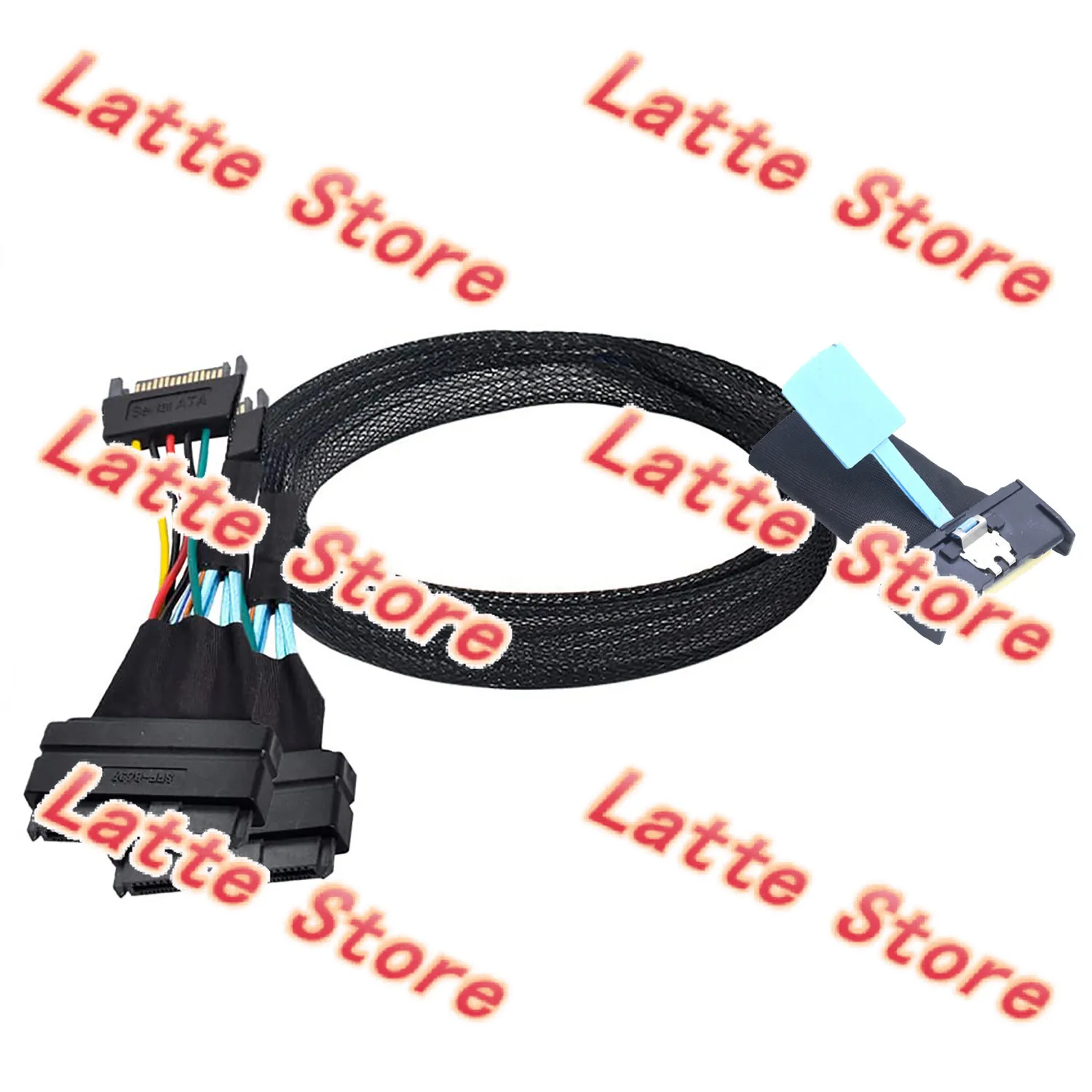 Slimline SAS MCIO 8i 74-Pin to Dual U.2 SFF8639 with 15-Pin Power High Speed Data Interconnect Cable