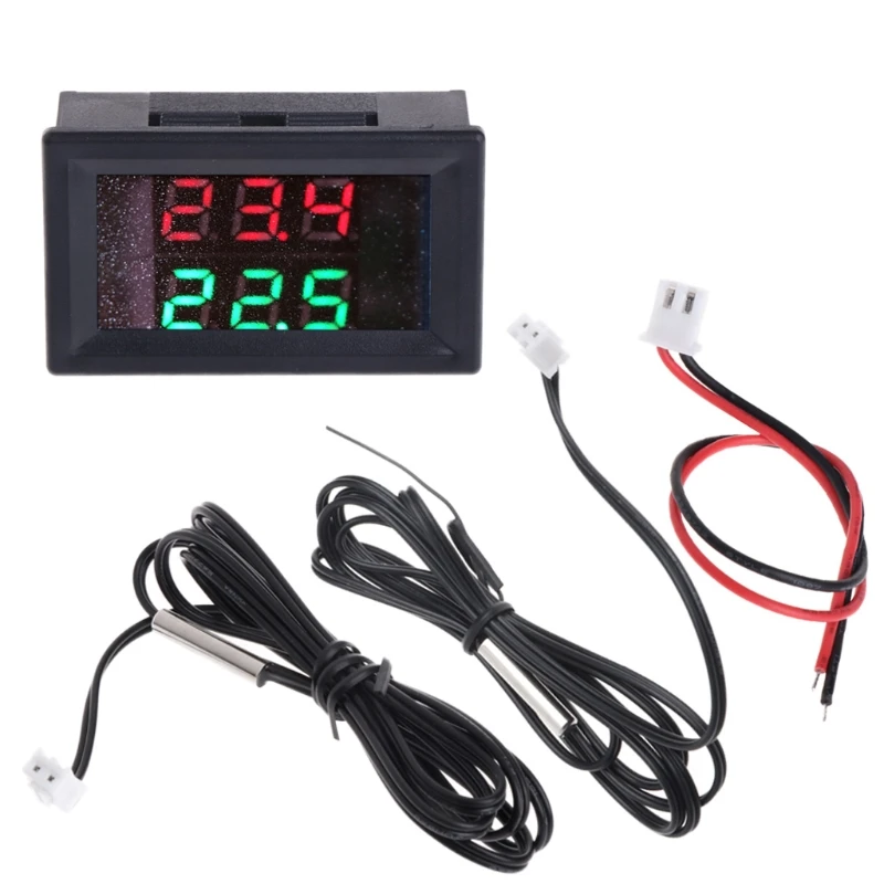 Display Digital Thermometer DC4-28V Red + Green Dual with NTC Waterproof Metal Sensor Temperature Sensor Easy Installs