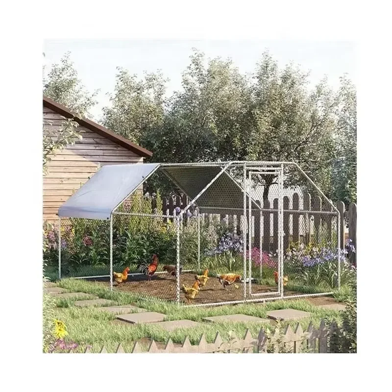 Large Metal Chicken House Wind-Proof Walk-In Poultry Cage Galvanized Mesh Eco-Friendly Factory Production Garden Greenhouses