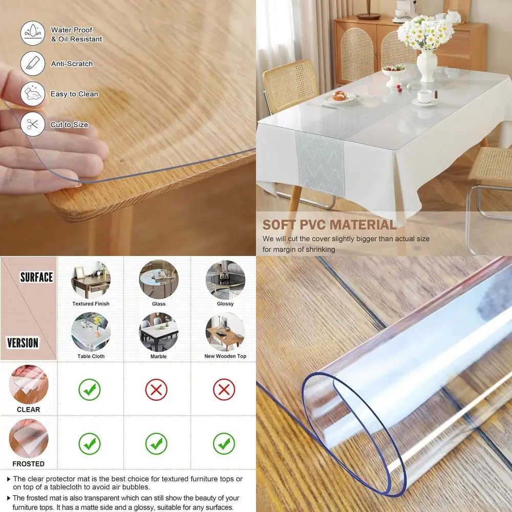 

Прозрачная пластиковая защита для стола толщиной 2 мм, 38 x 66, водонепроницаемый чехол для использования в столовой, кухне и столе