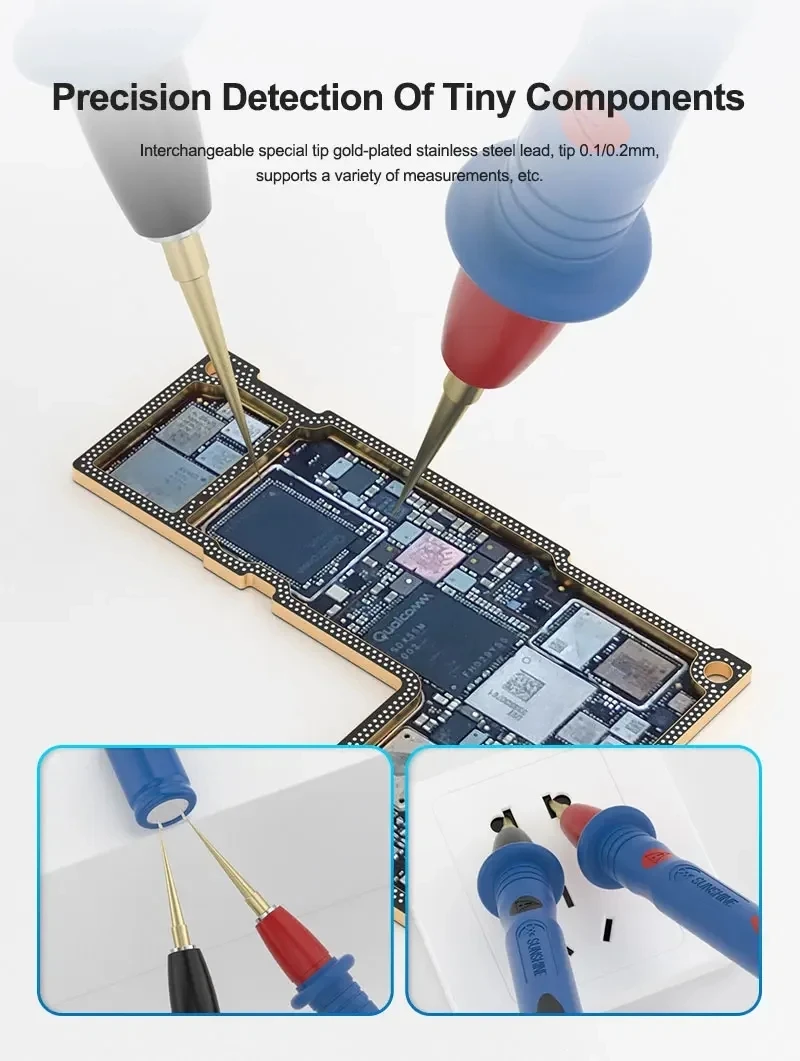 SUNSHINE SS-024B 20A 1000V Replaceable Stainless Steel Probe with 4 Needles Multimeter Extra Hard Test Leads Repair Probe