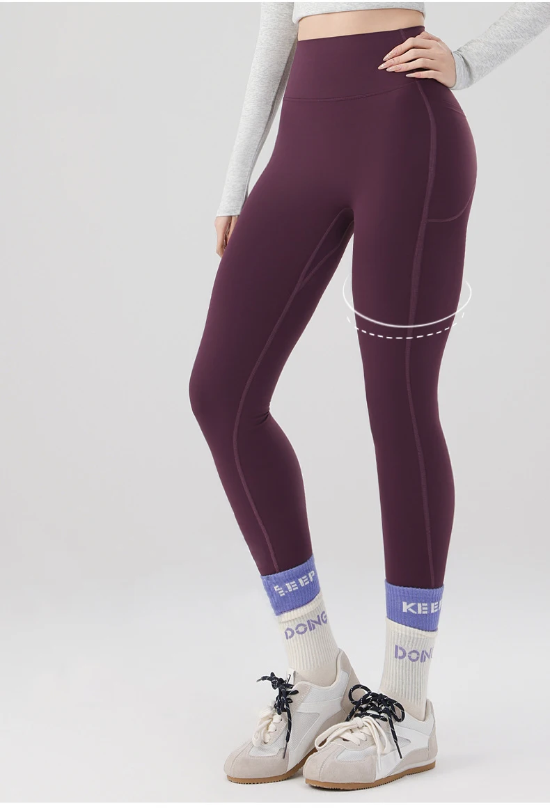 BIVIGAOS Spring Autumn Reflective Strip Side Pocket Yoga Leggings Women High Waist Hip Lift Sports Fitness Sharkskin Leggings