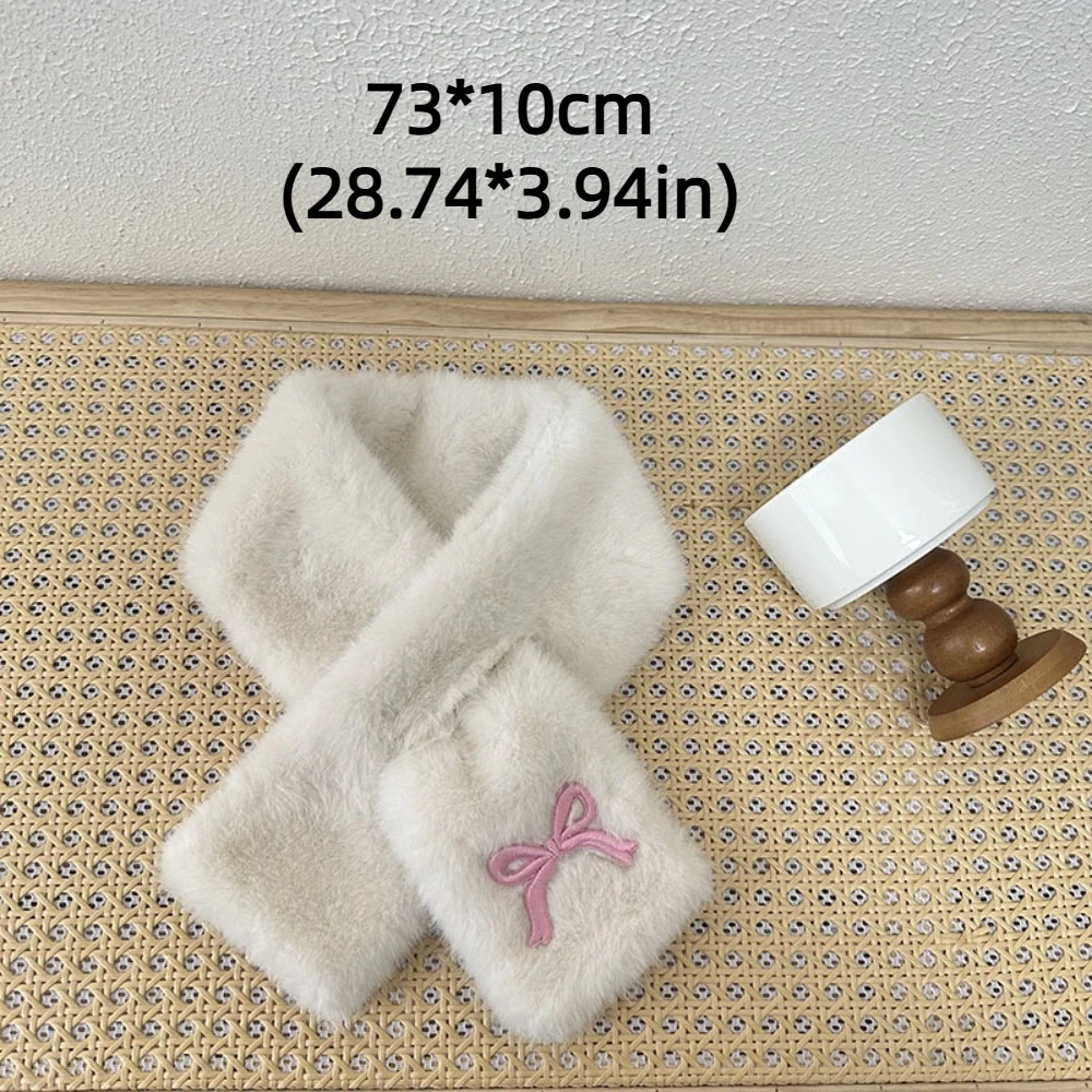 Süßer einfarbiger Schal mit Schleife, koreanischer Stil, warmer Kinder-Plüschschal, lässig, winddicht, Kinder-Kreuzschals, Geschenke