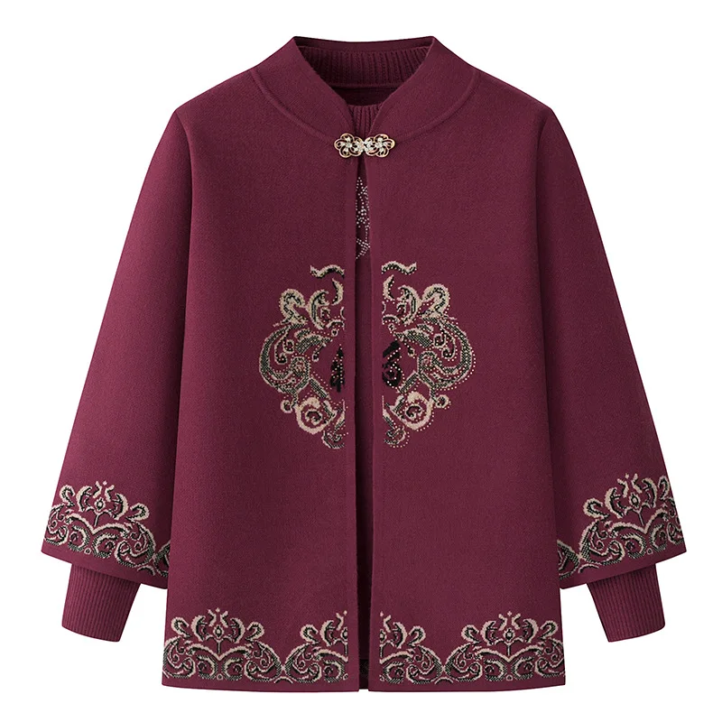 

Knit Two Pieces Sets Sweater Women Autumn Winter Mother Bottoming Top + Cardigans Coat Sweaters For Women Pollover And Jacket