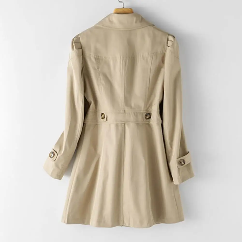 Trench elegante cappotto di media lunghezza da donna in stile coreano con tasche con colletto rovesciato per le tendenze della moda autunno primavera Slim Fit