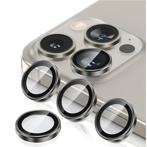 Titanium Natural Gray Camera Lens Protector Cover For iPhone 16 15 Pro Max 14 Plus 13 12 Mini 11 15Pro 16Pro Phone Accessories
